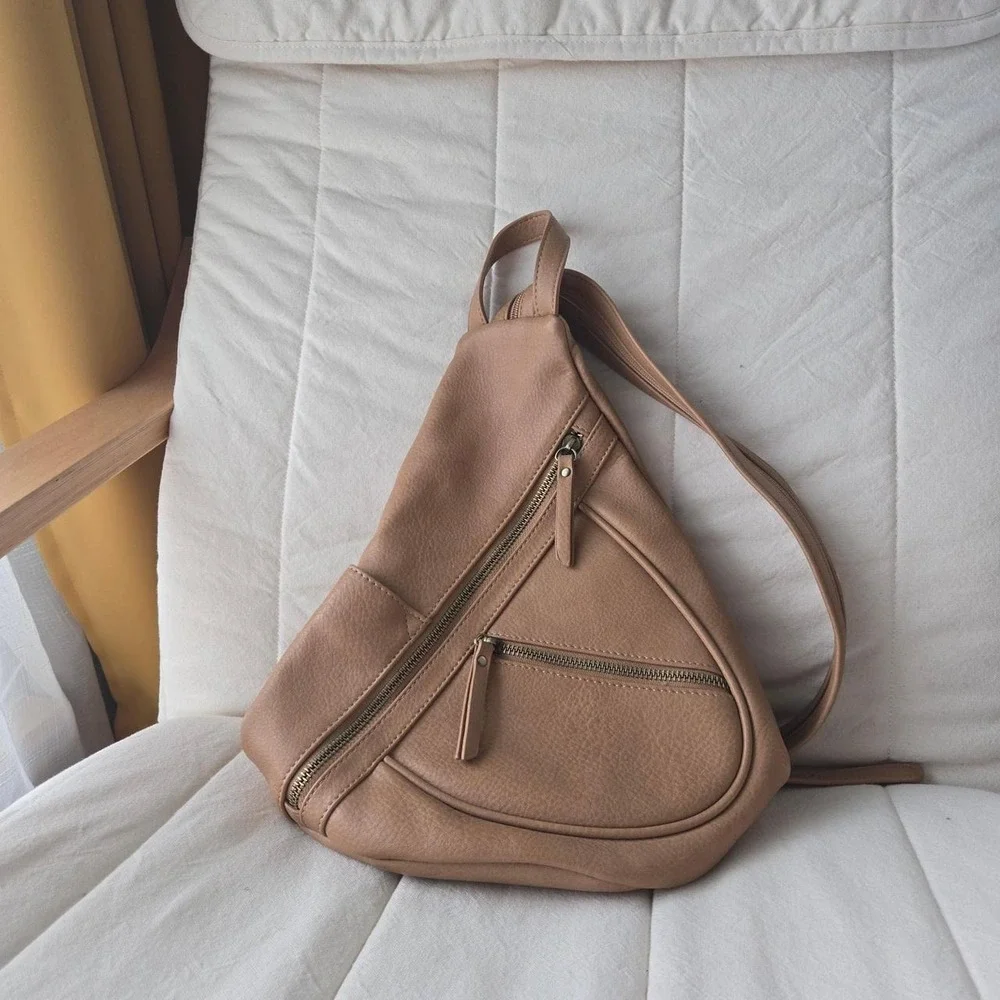 Antik Kraft faux leather tan sling bag‎